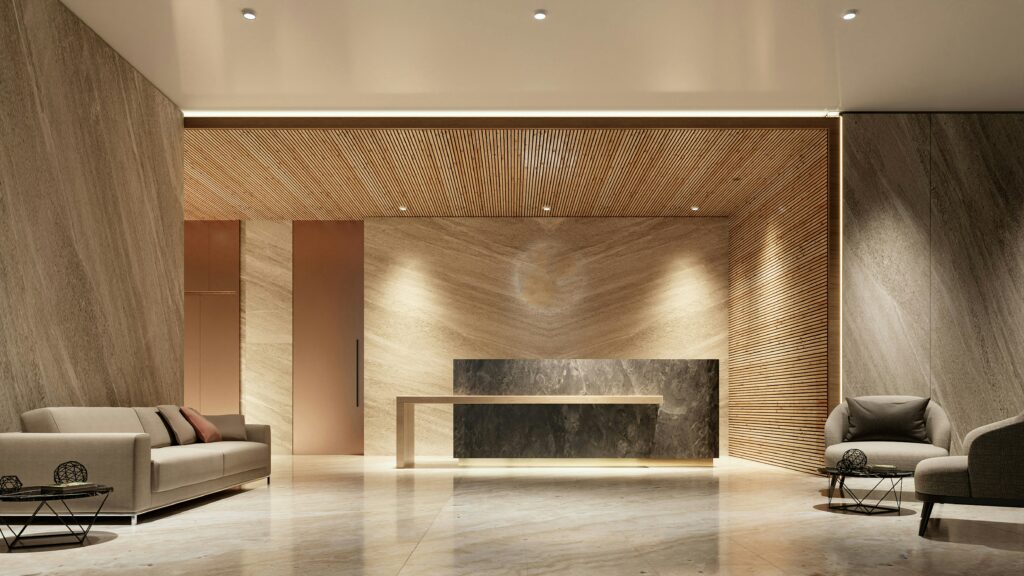 Intérieur du bureau dans des tons chaleureux